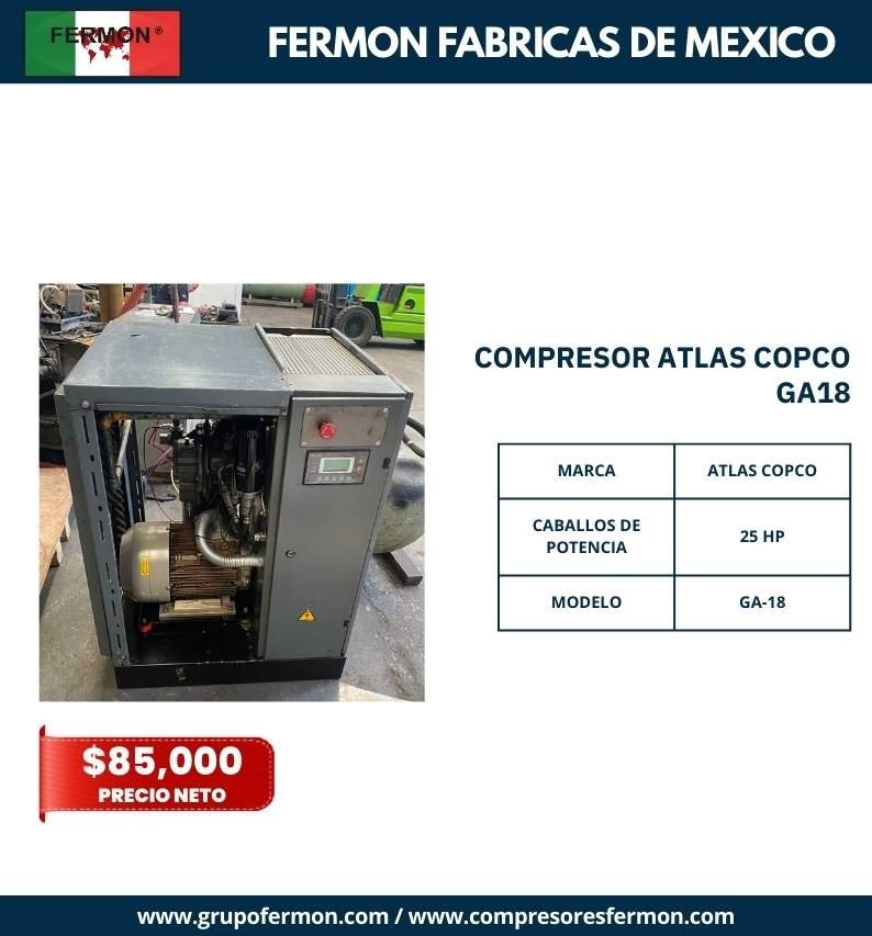 COMPRESOR ATLAS COPCO DE 25 HP GA18