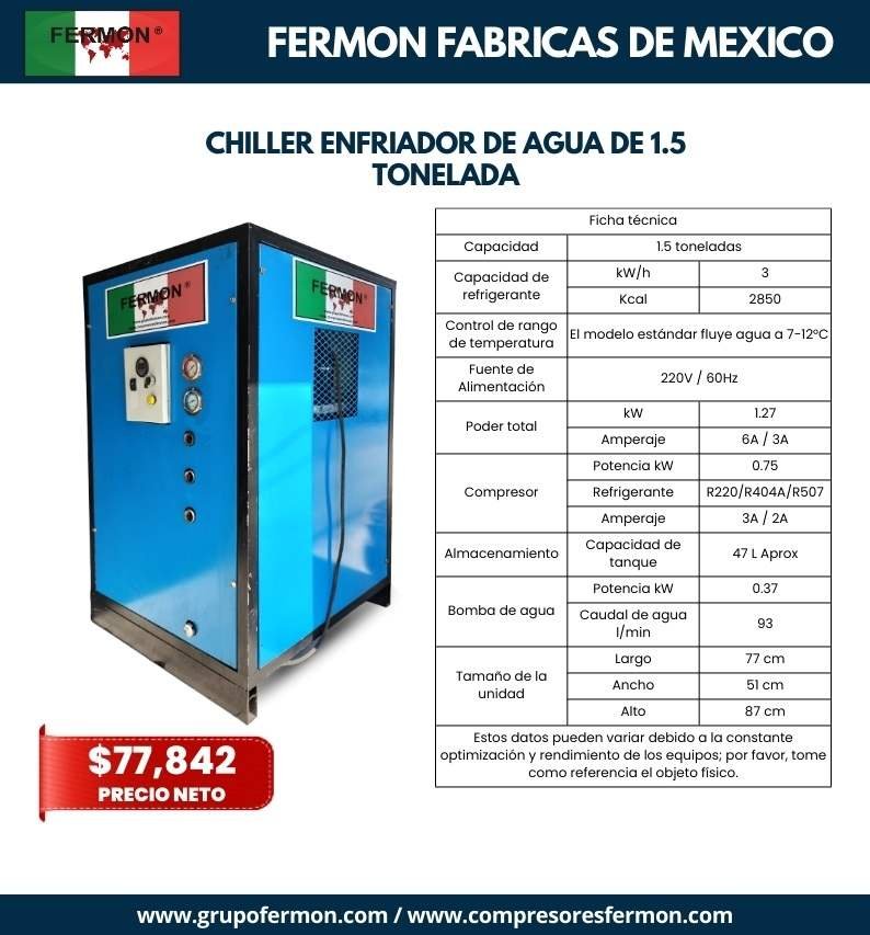 CHILLER ENFRIADOR DE AGUA DE 1.5 TON