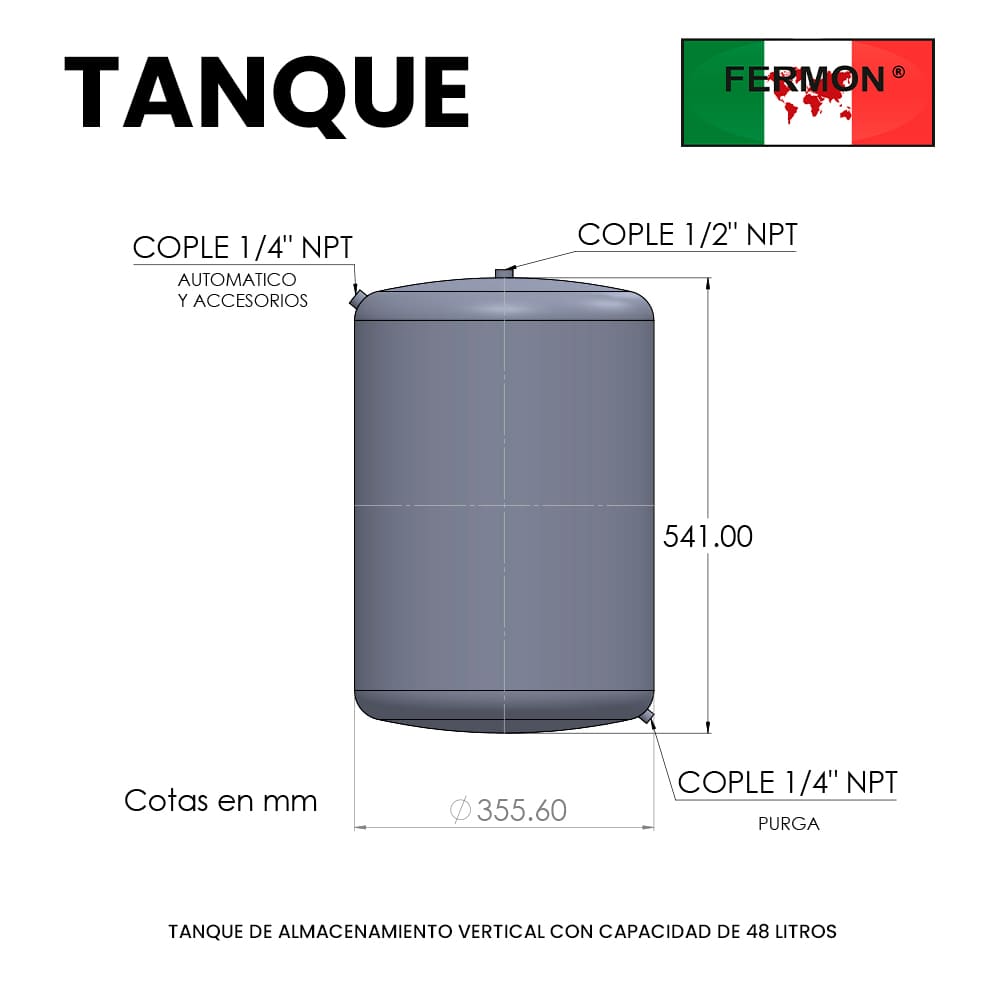 Base de tanque de almacenamiento de 48 litros horizontal con base